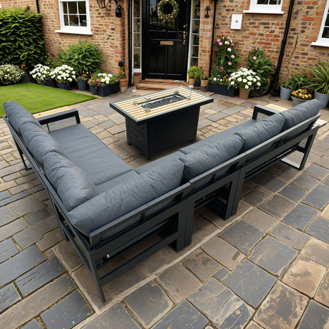 Luxor Corner Casual Dining Set with Fire Pit Table | KENT ONLY DELIVERY