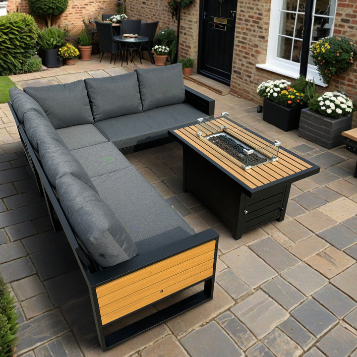 Luxor Corner Casual Dining Set with Fire Pit Table | KENT ONLY DELIVERY