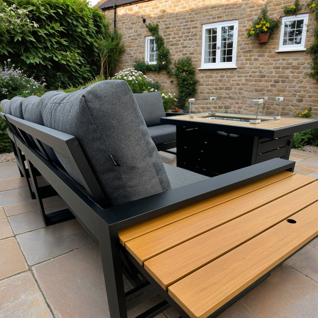 Luxor Corner Casual Dining Set with Fire Pit Table | KENT ONLY DELIVERY