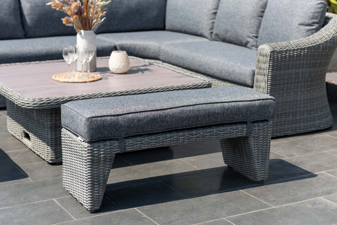 Martinique Dark Deluxe Corner Set with Benches and Height Adjustable Table