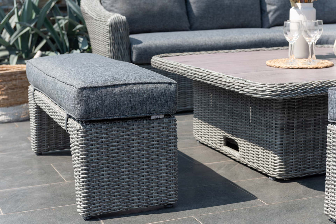 Martinique Dark Deluxe Corner Set with Benches and Height Adjustable Table