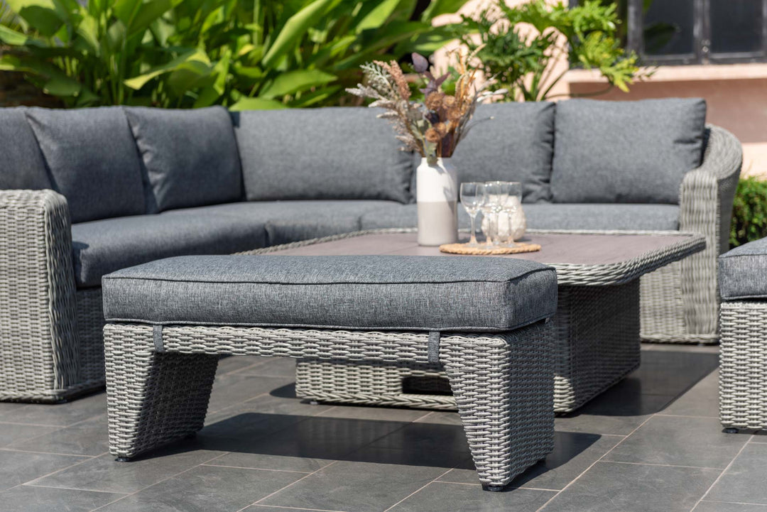 Martinique Dark Deluxe Corner Set with Benches and Height Adjustable Table