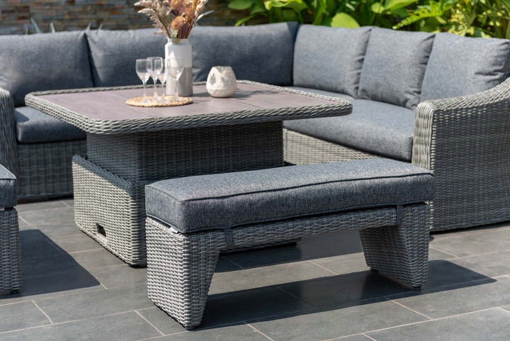 Martinique Dark Deluxe Corner Set with Benches and Height Adjustable Table