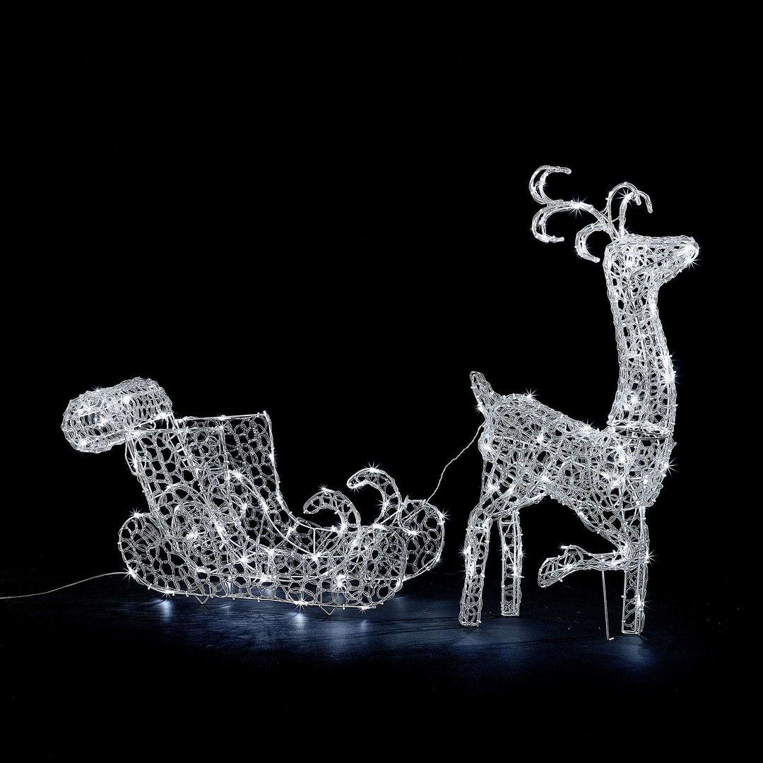 Ivandoe the 87cm Soft Acrylic Christmas Reindeer with Sleigh