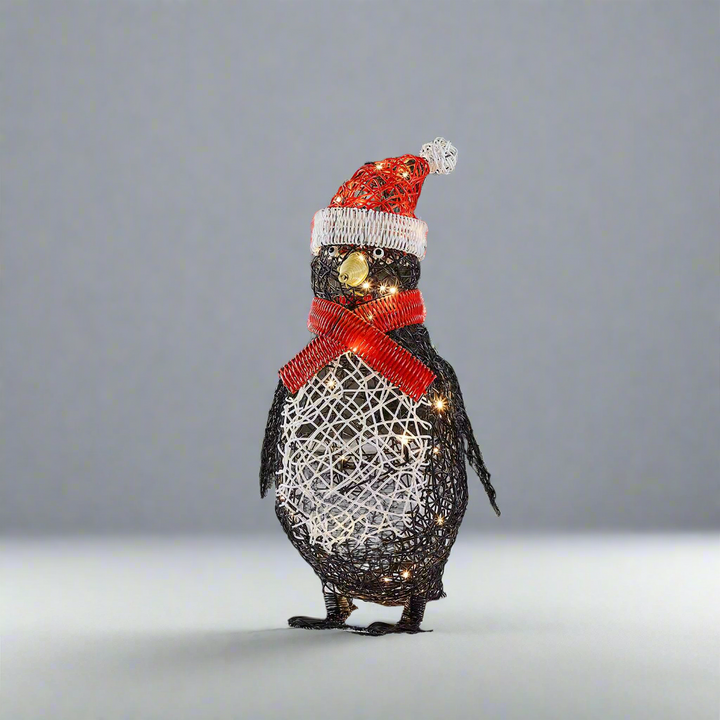 Percy the 60cm Rattan Christmas Penguin with LED Lights