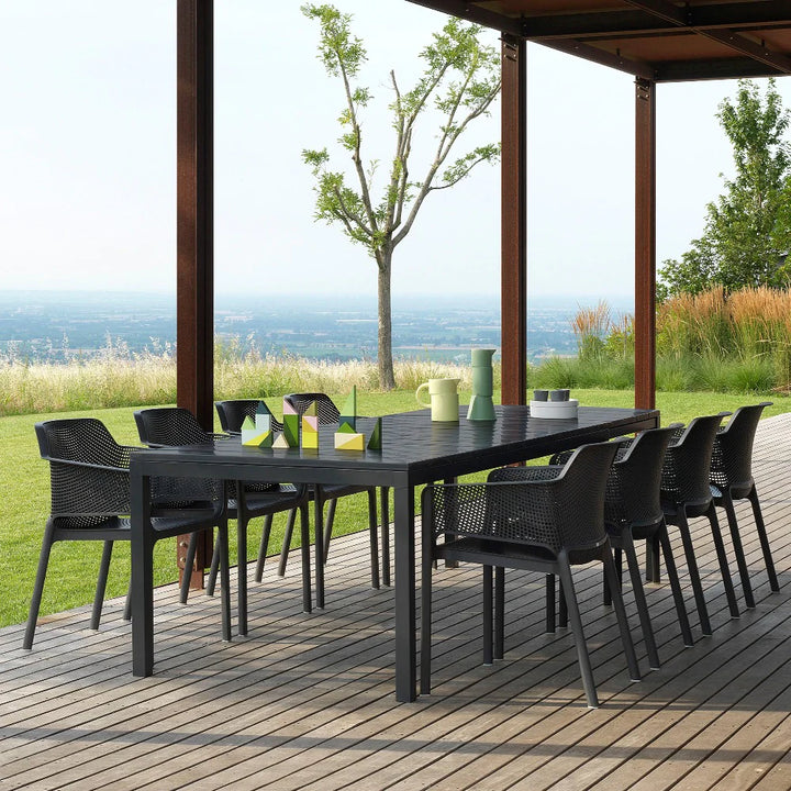 Rio Extendable 8 Seater Dining Set with Net Chairs - Anthracite