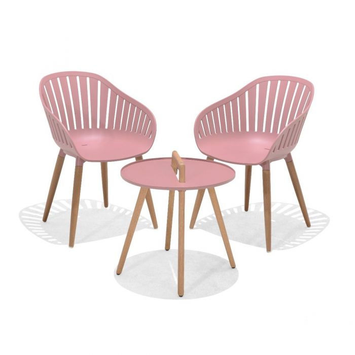 Nassau 2 Seater Round Coffee Set - Pink by Lifestyle Garden