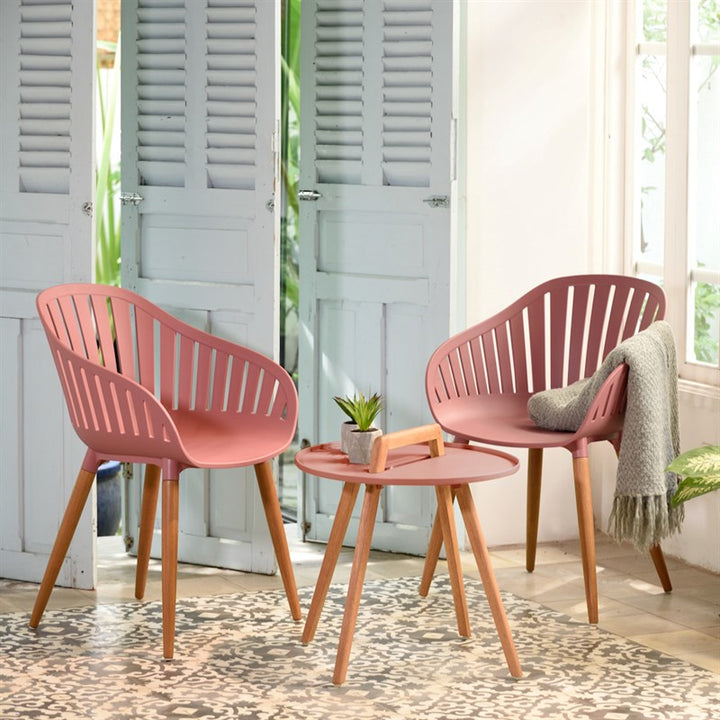 Nassau 2 Seater Round Coffee Set - Pink by Lifestyle Garden
