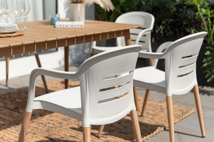 Lifestyle Garden Onyx 6-seater 160x90cm Rect Garden Dining Set – Social Plastic® Coral Sand