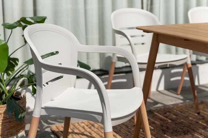 Lifestyle Garden Onyx 6-seater 160x90cm Rect Garden Dining Set – Social Plastic® Coral Sand