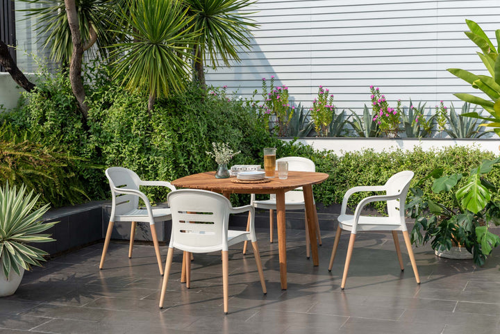 Lifestyle Garden Onyx Nassau 4-seater 115cm Square Garden Dining Set – Social Plastic® Coral Sand