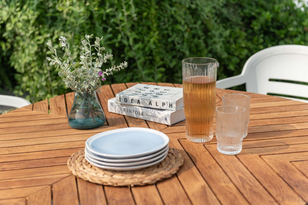 Lifestyle Garden Onyx Nassau 4-seater 115cm Square Garden Dining Set – Social Plastic® Coral Sand