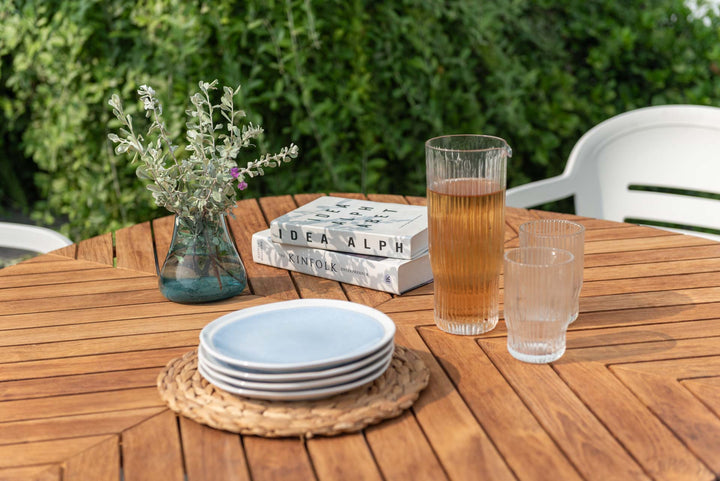 Lifestyle Garden Onyx Nassau 4-seater 115cm Square Garden Dining Set – Social Plastic® Coral Sand