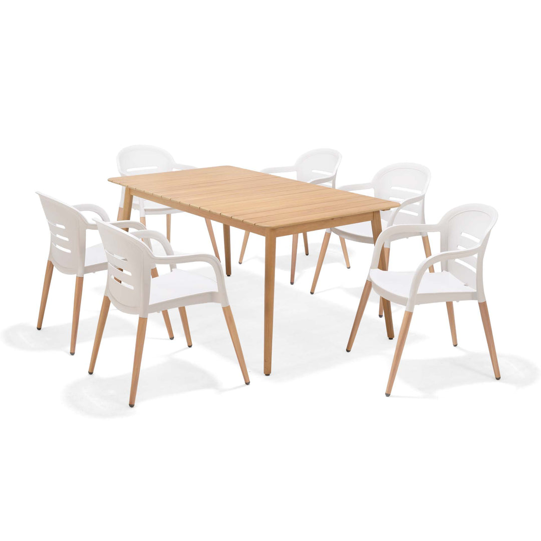Lifestyle Garden Onyx 6-seater 160x90cm Rect Garden Dining Set – Social Plastic® Coral Sand