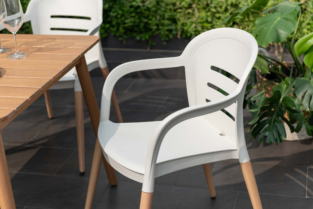Lifestyle Garden Nassau-Onyx 4-seater 97cm Square Garden Dining Set – Social Plastic® Coral Sand