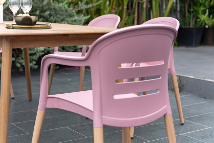 Lifestyle Garden Onyx 6-seater 160x90cm Rect Garden Dining Set – Social Plastic® Peony Pink