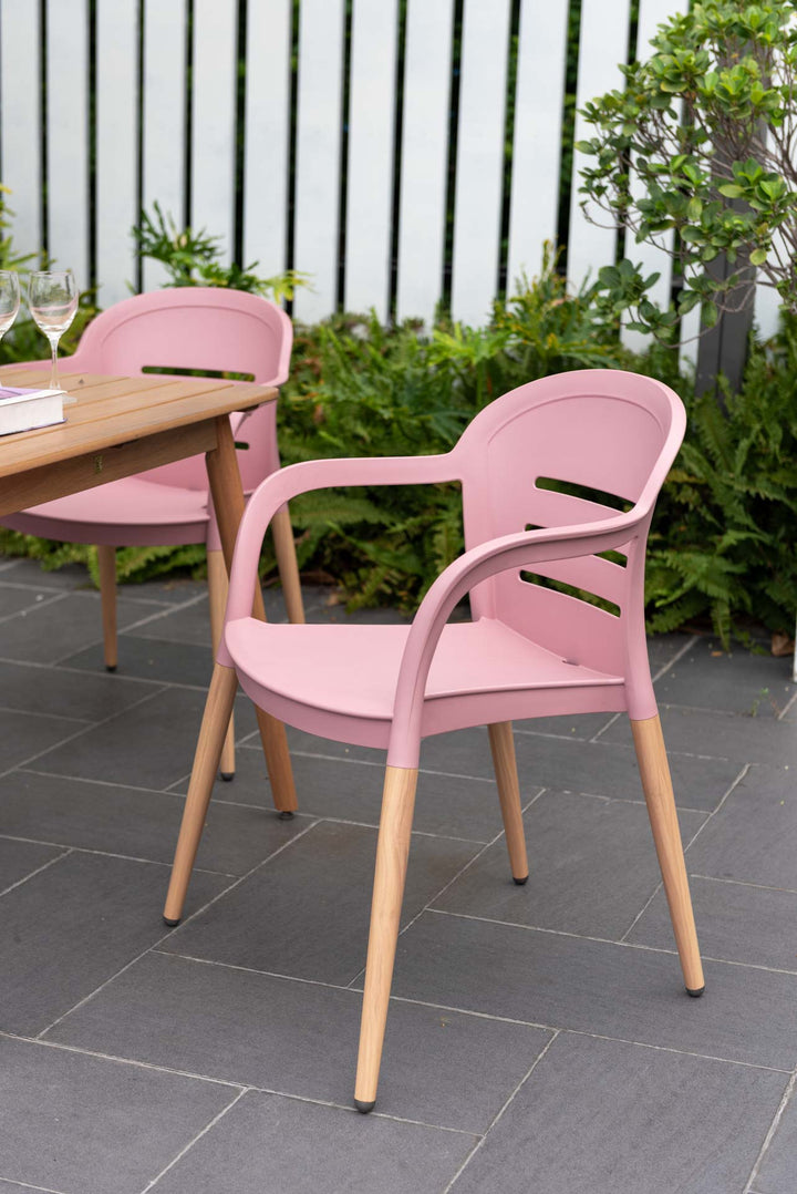 Lifestyle Garden Nassau-Onyx 4-seater 97cm Square Garden Dining Set – Social Plastic® Peony Pink