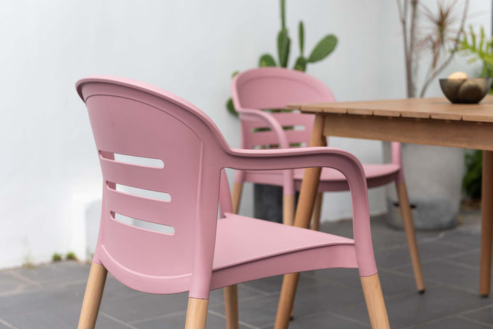 Lifestyle Garden Nassau-Onyx 4-seater 97cm Square Garden Dining Set – Social Plastic® Peony Pink