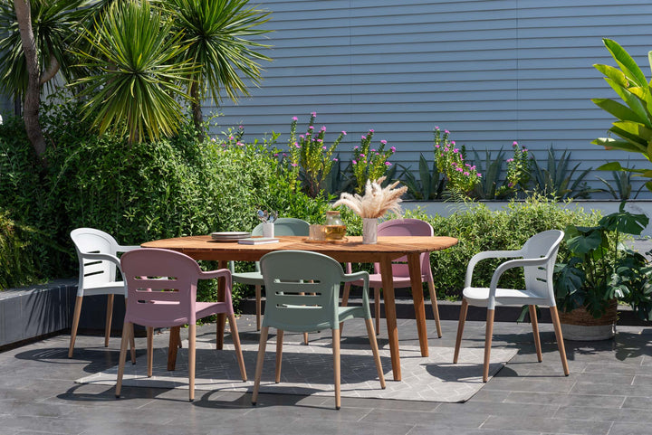 Onyx 6-seater 190x90cm Rect Garden Dining Set – Social Plastic® Mixed