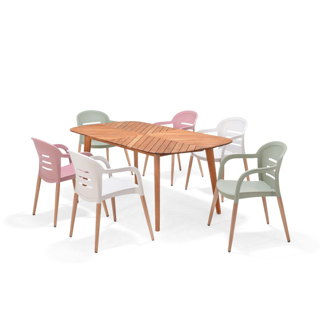 Onyx 6-seater 190x90cm Rect Garden Dining Set – Social Plastic® Mixed
