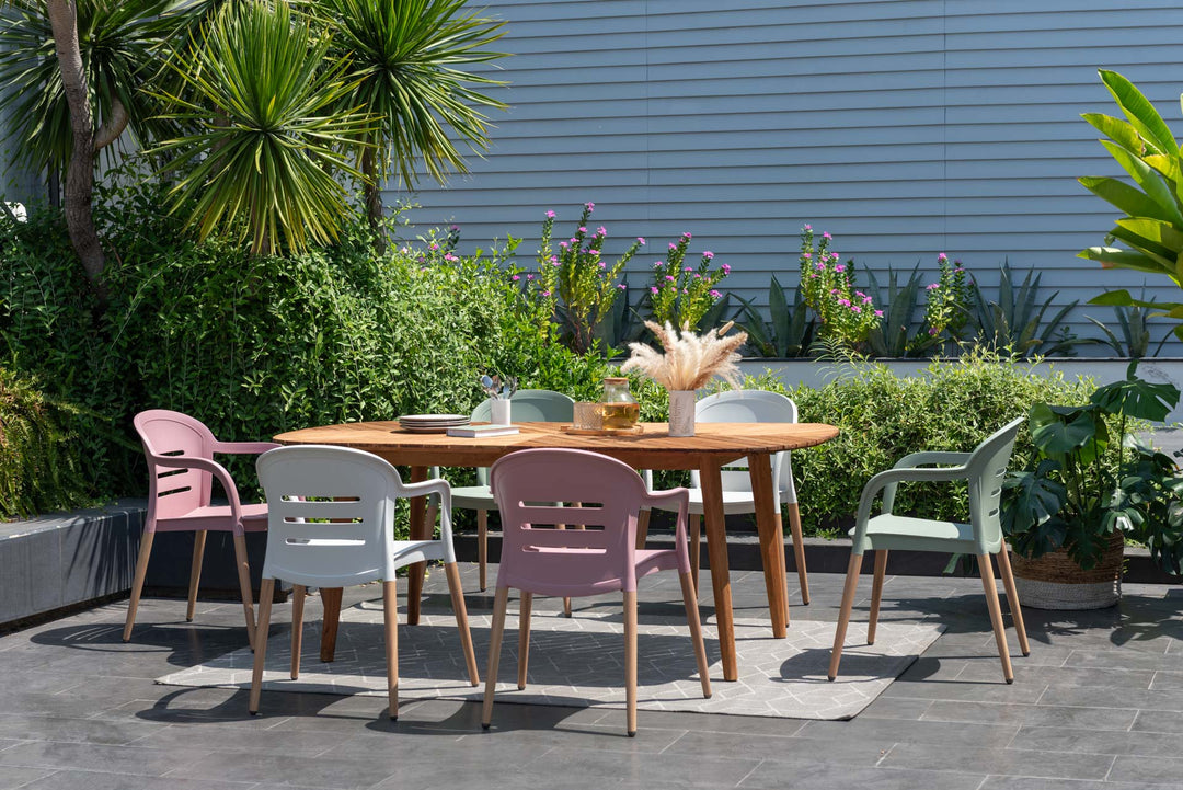 Onyx 6-seater 190x90cm Rect Garden Dining Set – Social Plastic® Mixed