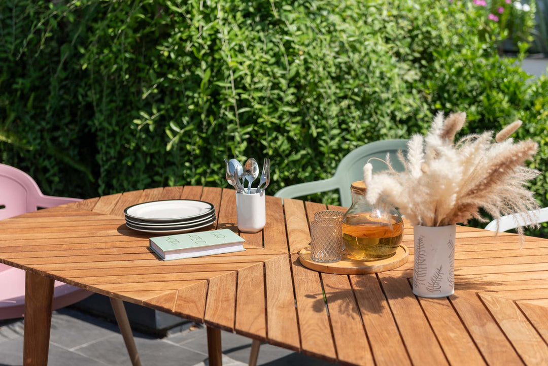 Onyx 6-seater 190x90cm Rect Garden Dining Set – Social Plastic® Mixed