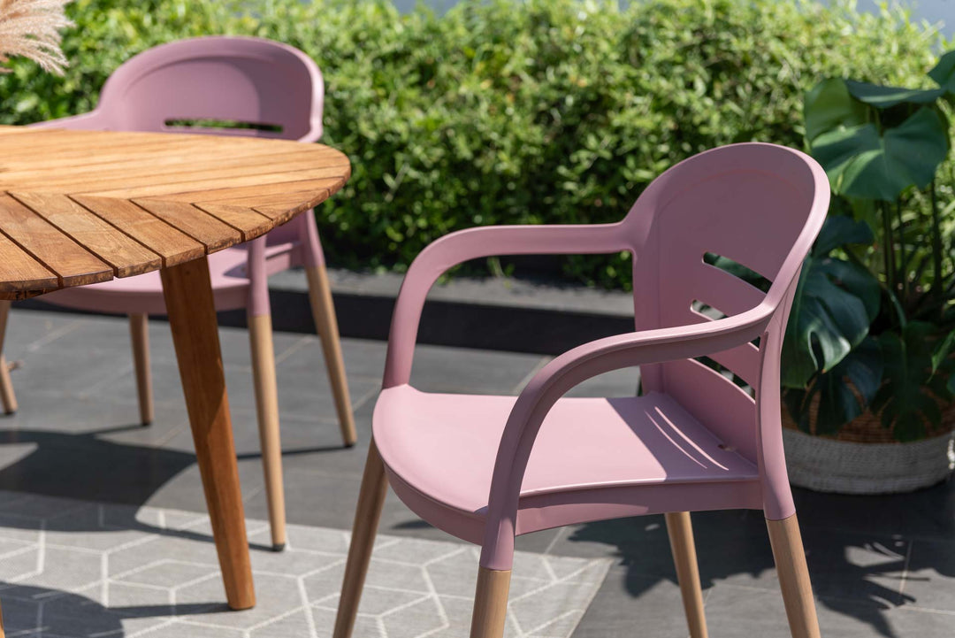 Onyx 6-seater 190x90cm Rect Garden Dining Set – Social Plastic® Peony Pink