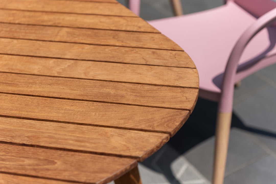 Onyx 6-seater 190x90cm Rect Garden Dining Set – Social Plastic® Peony Pink