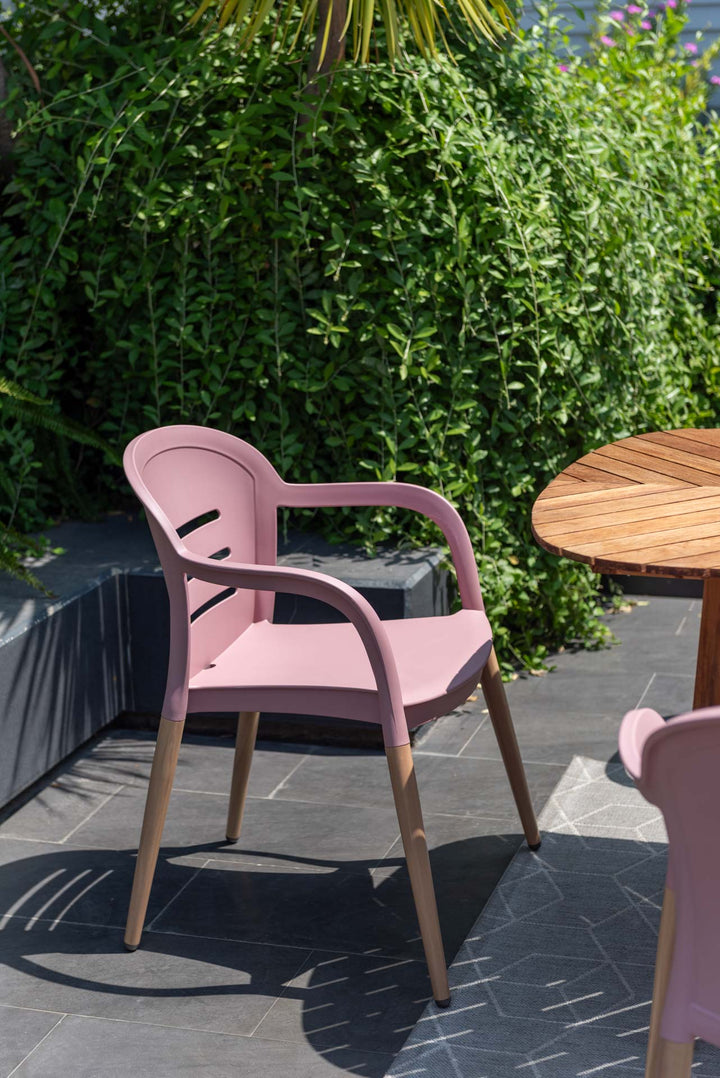 Onyx 6-seater 190x90cm Rect Garden Dining Set – Social Plastic® Peony Pink