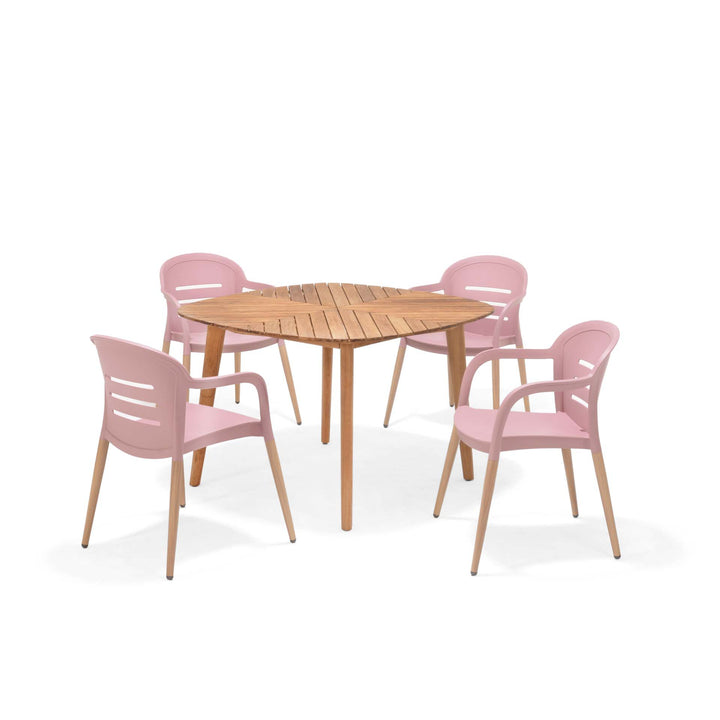 Onyx 4-seater 115cm Square Garden Dining Set – Social Plastic® Peony Pink