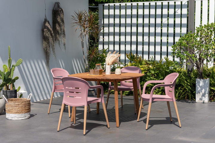 Onyx 4-seater 115cm Square Garden Dining Set – Social Plastic® Peony Pink
