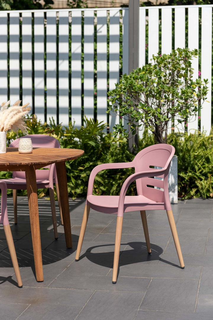 Onyx 4-seater 115cm Square Garden Dining Set – Social Plastic® Peony Pink