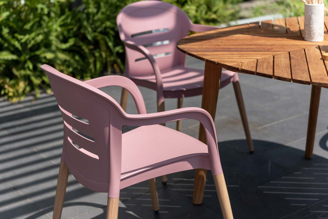 Onyx 4-seater 115cm Square Garden Dining Set – Social Plastic® Peony Pink