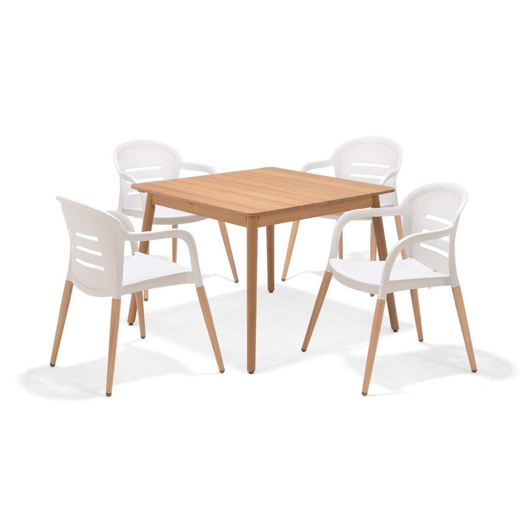 Lifestyle Garden Nassau-Onyx 4-seater 97cm Square Garden Dining Set – Social Plastic® Coral Sand