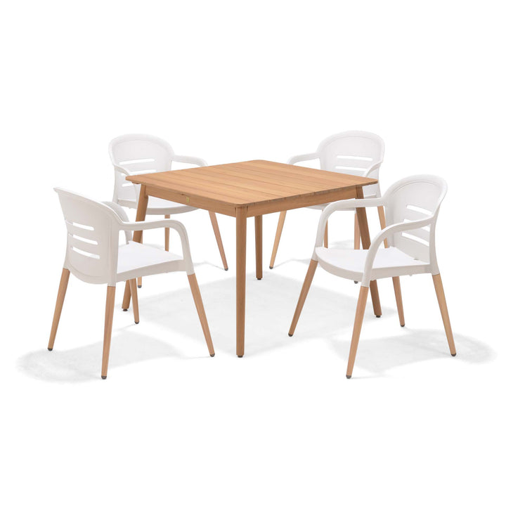 Lifestyle Garden Nassau-Onyx 4-seater 97cm Square Garden Dining Set – Social Plastic® Coral Sand