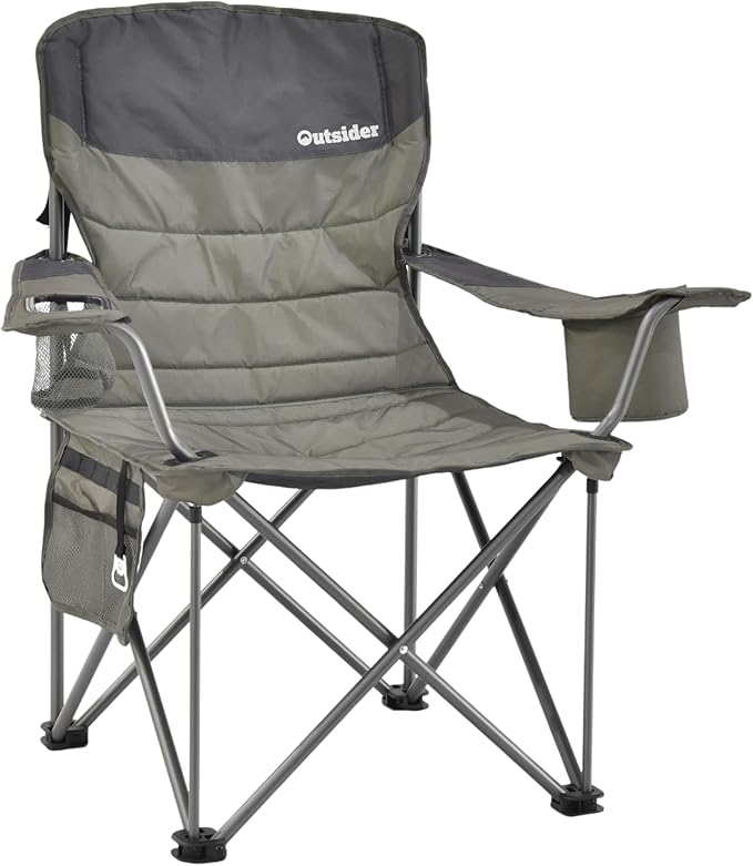 Outsider Oversized Folding Quad Camp Chair with Cooler, Drinks Holder and Bottle Opener