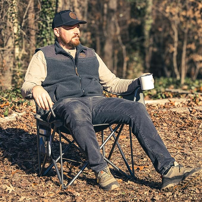 Outsider Oversized Folding Quad Camp Chair with Cooler, Drinks Holder and Bottle Opener
