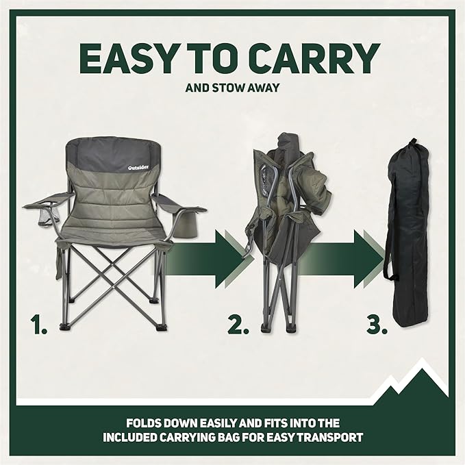Outsider Oversized Folding Quad Camp Chair with Cooler, Drinks Holder and Bottle Opener