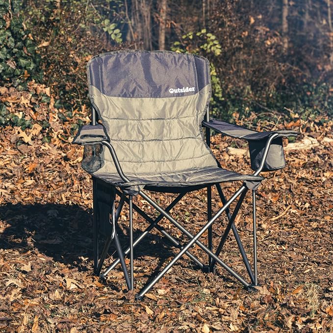 Outsider Oversized Folding Quad Camp Chair with Cooler, Drinks Holder and Bottle Opener