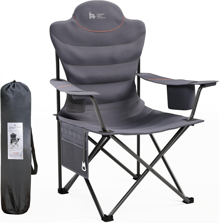 Outsider Oversize Padded Quad Folding Camp Chair with Storage Pockets and Bottle Opener