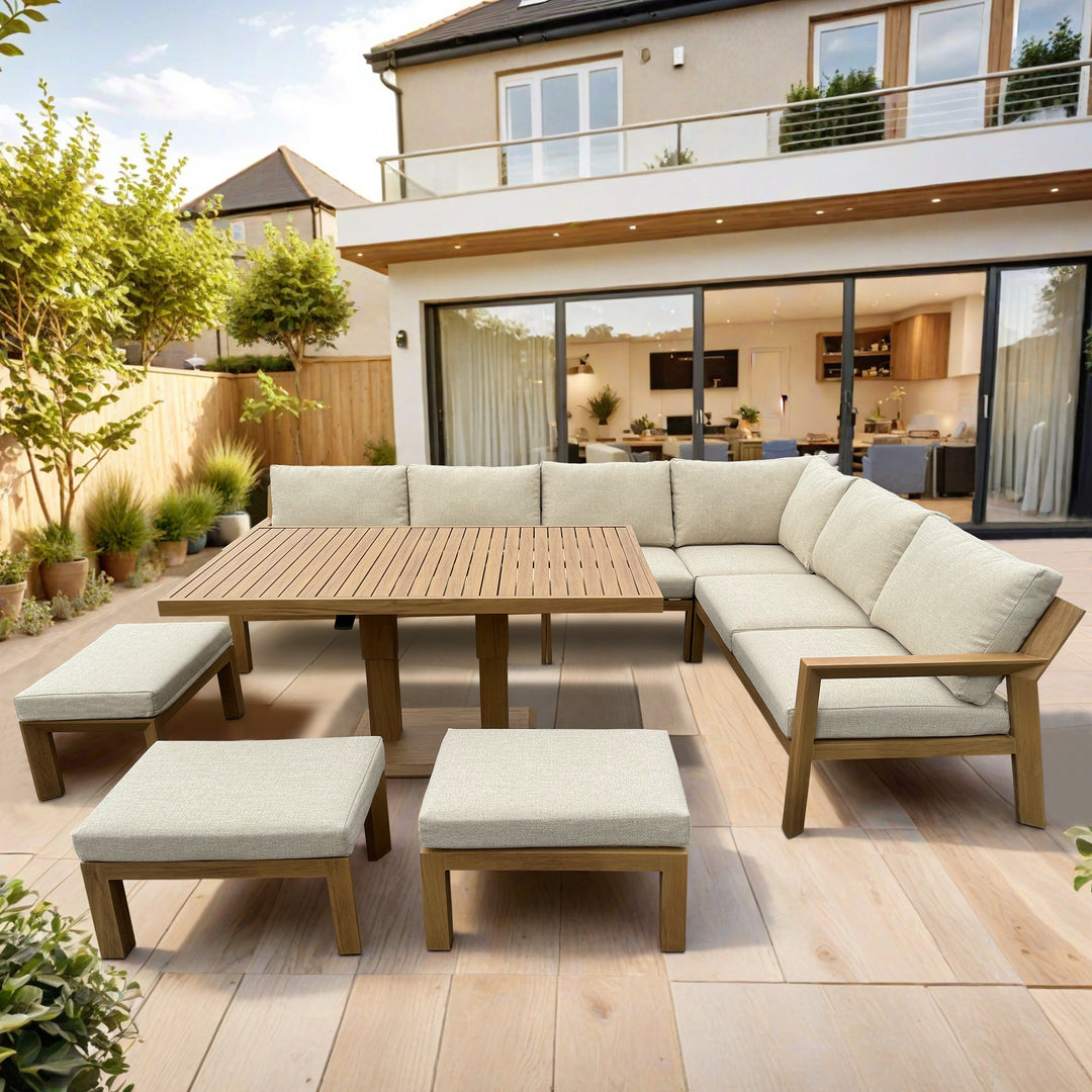 Paris Rectangular Corner Corner Casual Dining Set with Rise & Fall Table