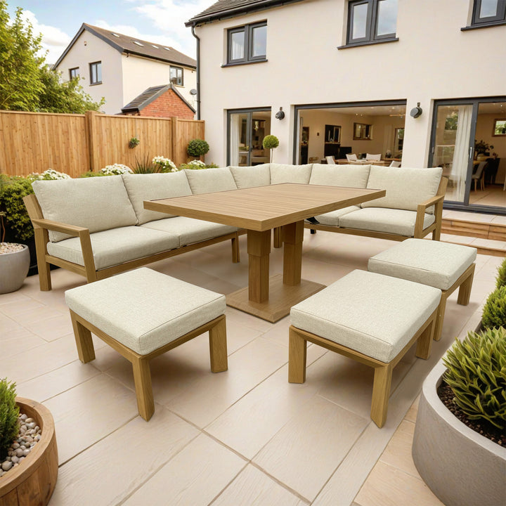 Paris Rectangular Corner Corner Casual Dining Set with Rise & Fall Table