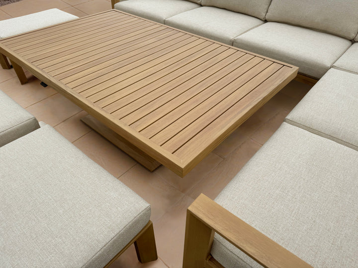 Paris Rectangular Corner Corner Casual Dining Set with Rise & Fall Table