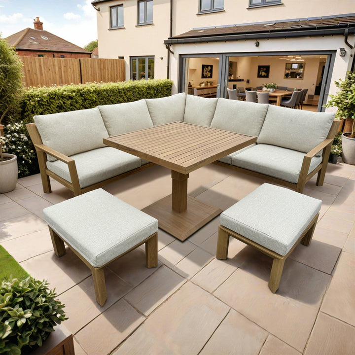 Paris Square Corner Corner Casual Dining Set with Rise & Fall Table