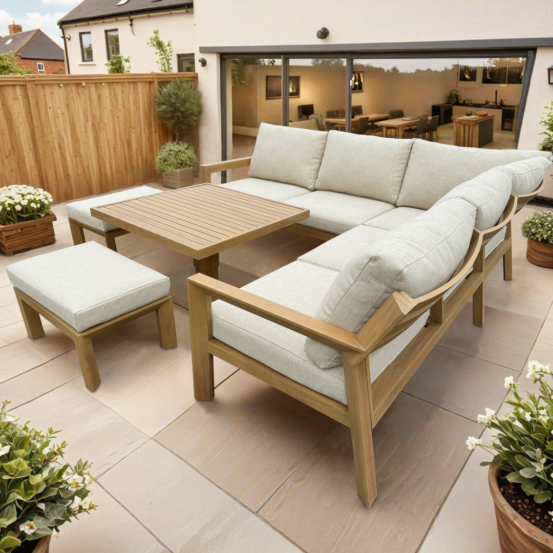 Paris Square Corner Corner Casual Dining Set with Rise & Fall Table