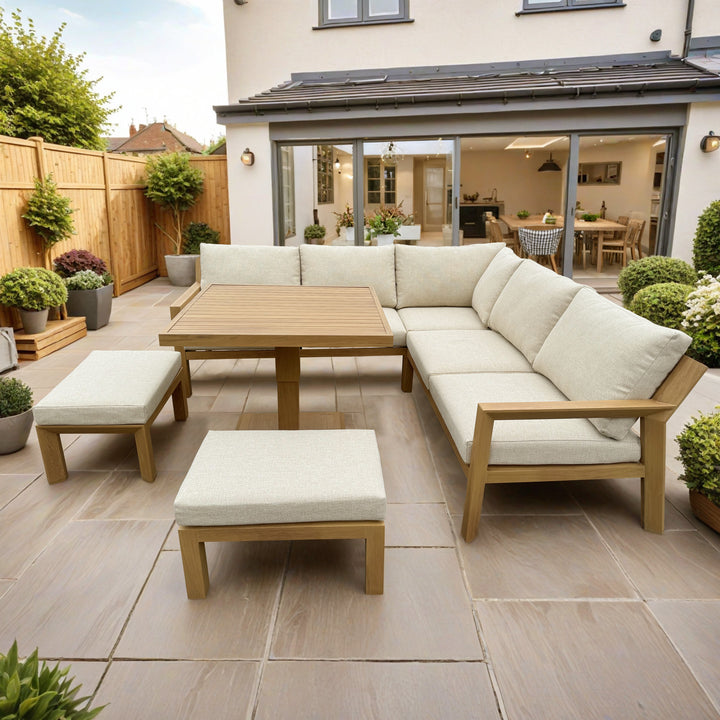 Paris Square Corner Corner Casual Dining Set with Rise & Fall Table