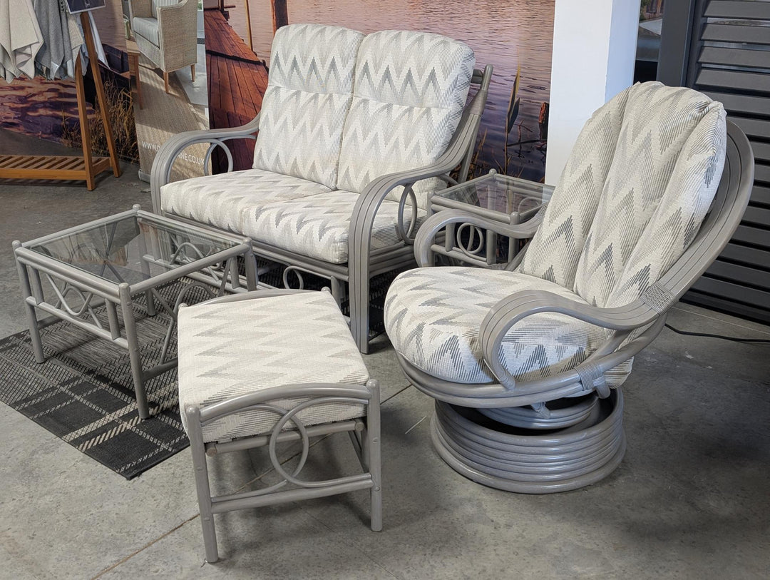 Madrid Cane Suite in Grey Wash by Desser | EX DISPLAY | KENT ONLY DELIVERY