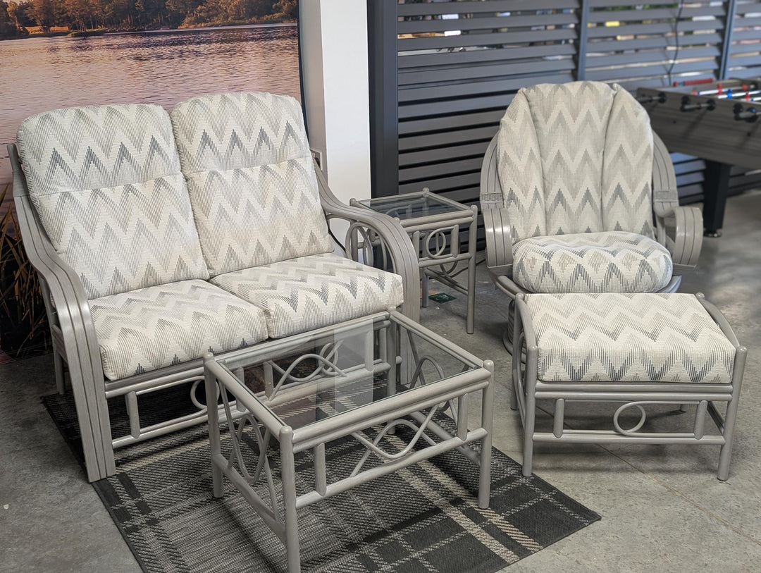 Madrid Cane Suite in Grey Wash by Desser | EX DISPLAY | KENT ONLY DELIVERY