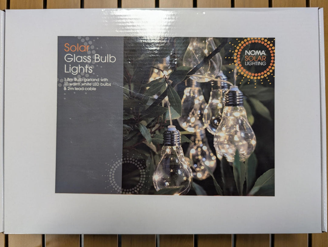 10 Edison Style Bulb Solar String Lights - Cool White LED