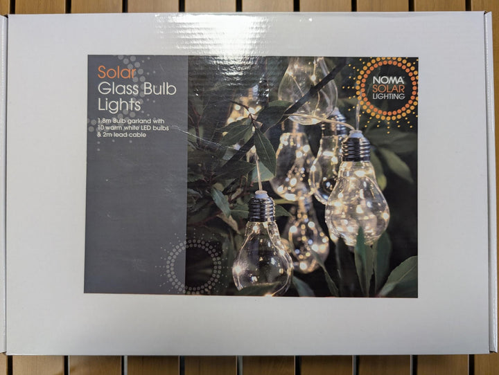 10 Edison Style Bulb Solar String Lights - Cool White LED